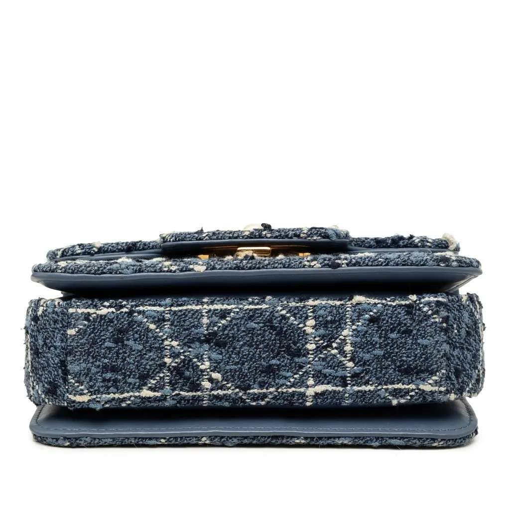 Dior Mini Tweed Cannage Jolie Top Handle Bag Blue Very good - Inside View