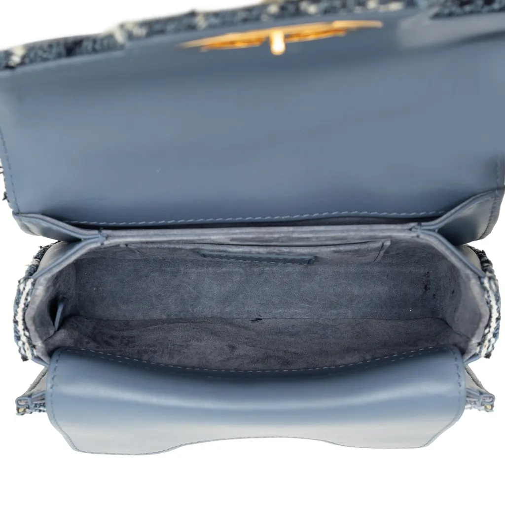 Dior Mini Tweed Cannage Jolie Top Handle Bag Blue Very good - Model View