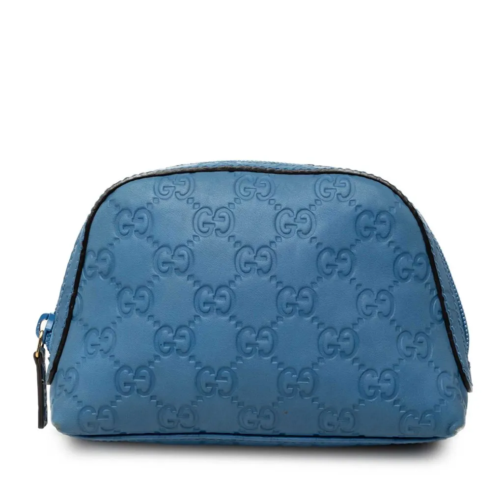 Gucci Guccissima Pouch Blue Leather Very good - Front View