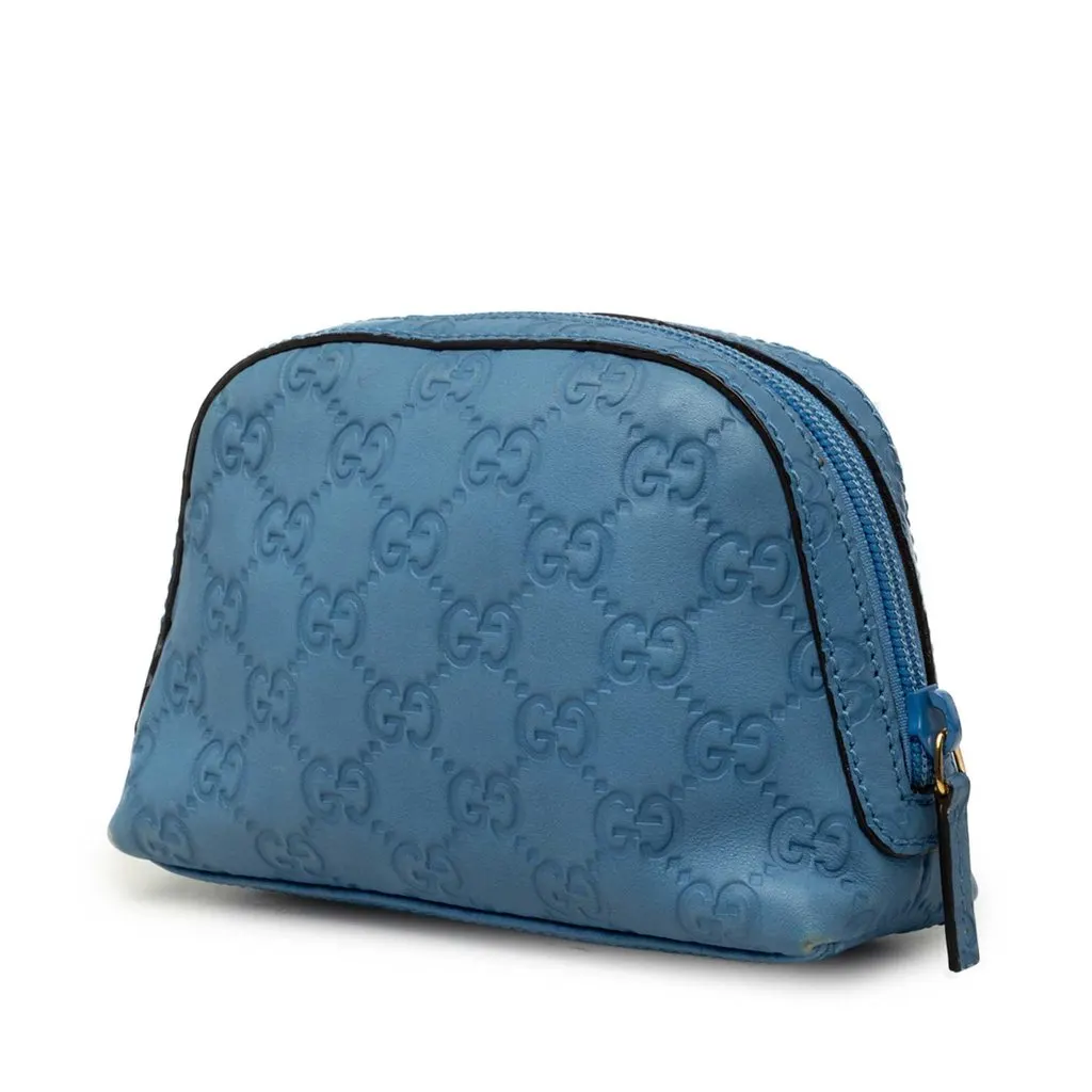 Gucci Guccissima Pouch Blue Leather Very good - Back View