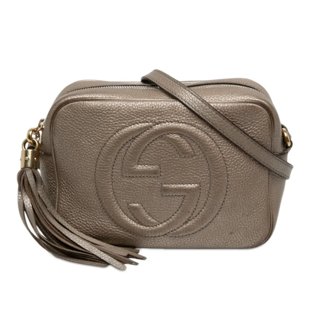Gucci Metallic Calfskin Soho Disco Crossbody Gold Leather Good - Front View