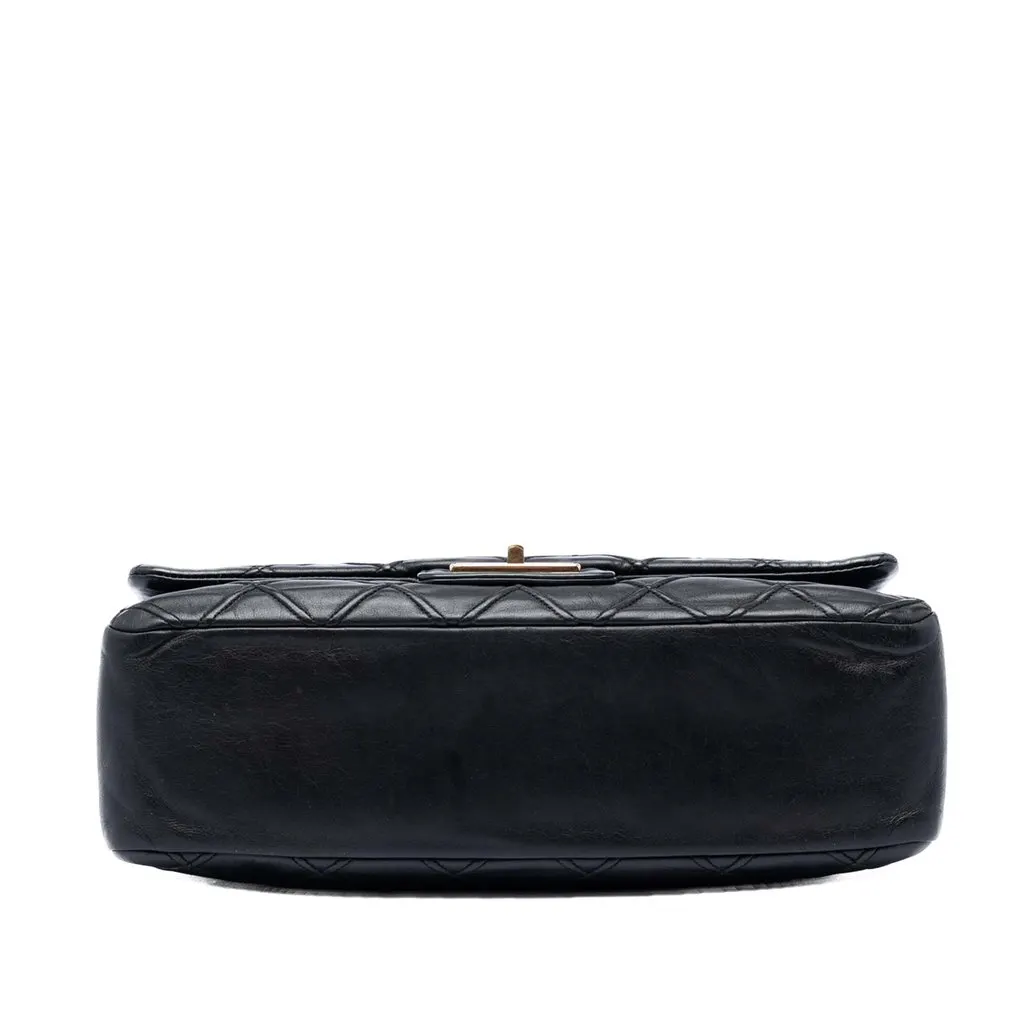 Chanel Large Diamond Debossed Calfskin Reissue 2.55 Cosmos Flap Black Leather Very good - Inside View