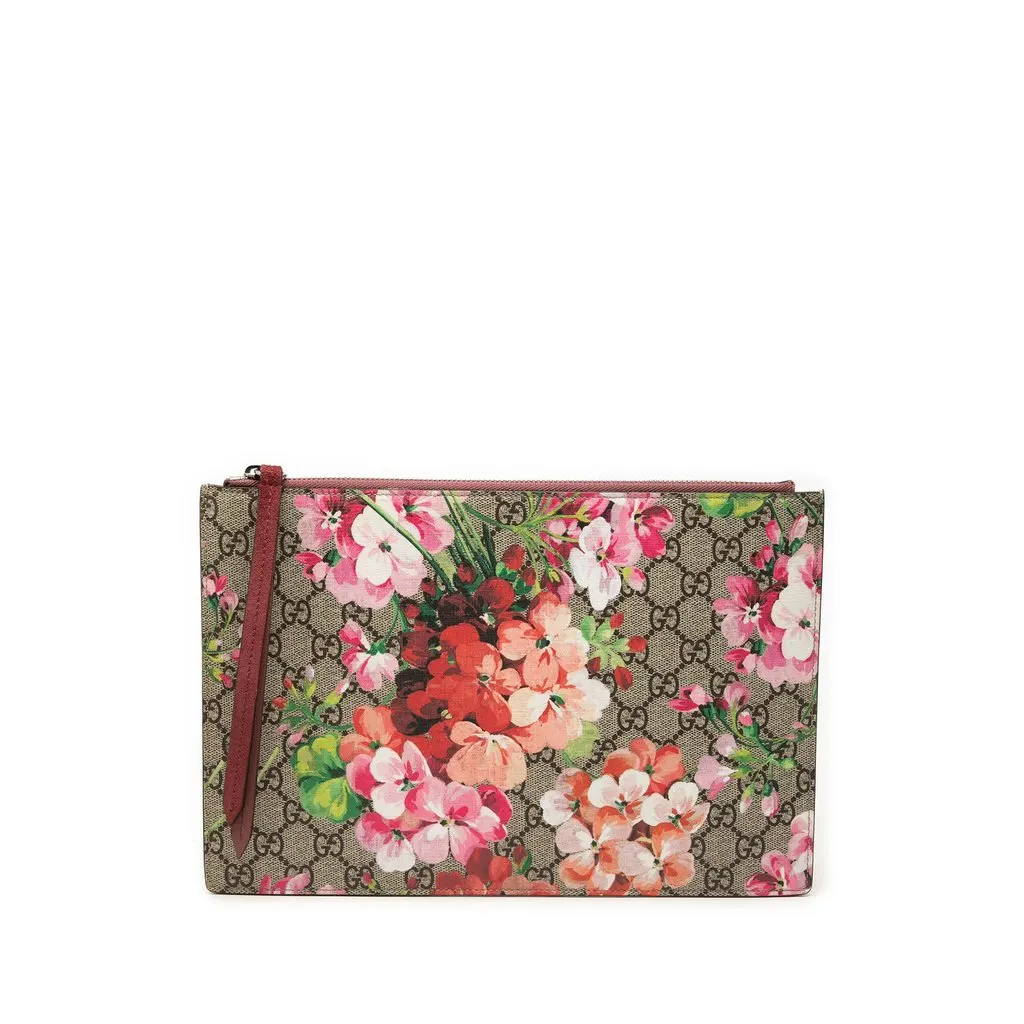Gucci GG Supreme Blooms Clutch Beige Very good - Front View