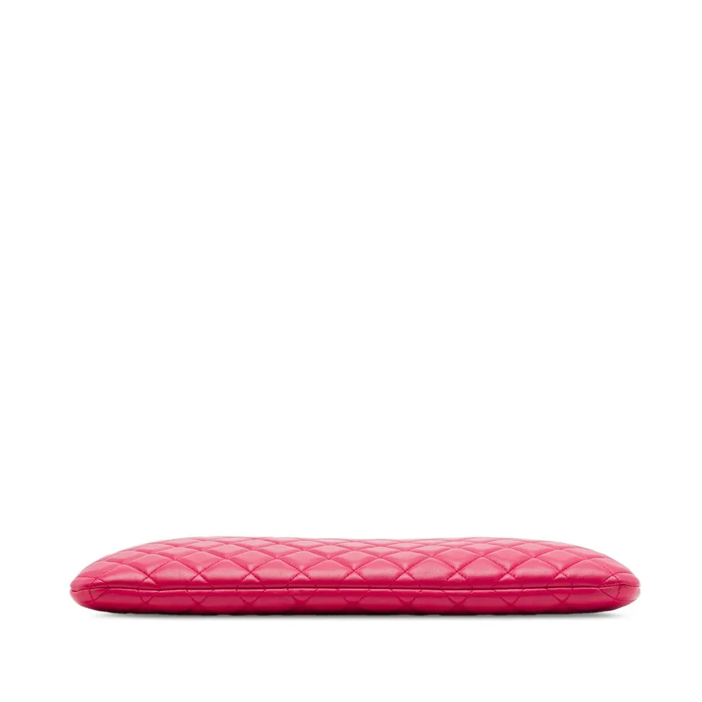 Chanel Large Quilted Calfskin Chain Boy O Case Clutch Red Leather Very good - Inside View
