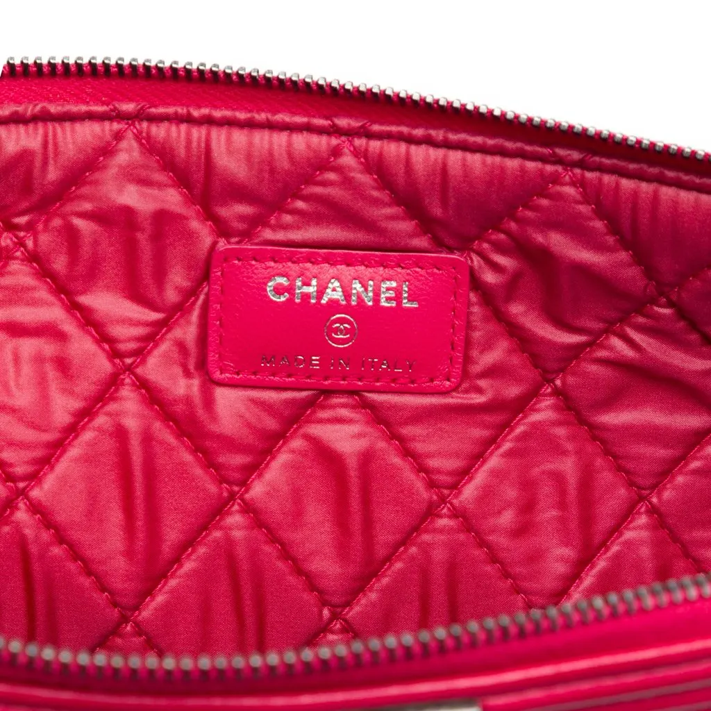Chanel Large Quilted Calfskin Chain Boy O Case Clutch Red Leather Very good - Box View