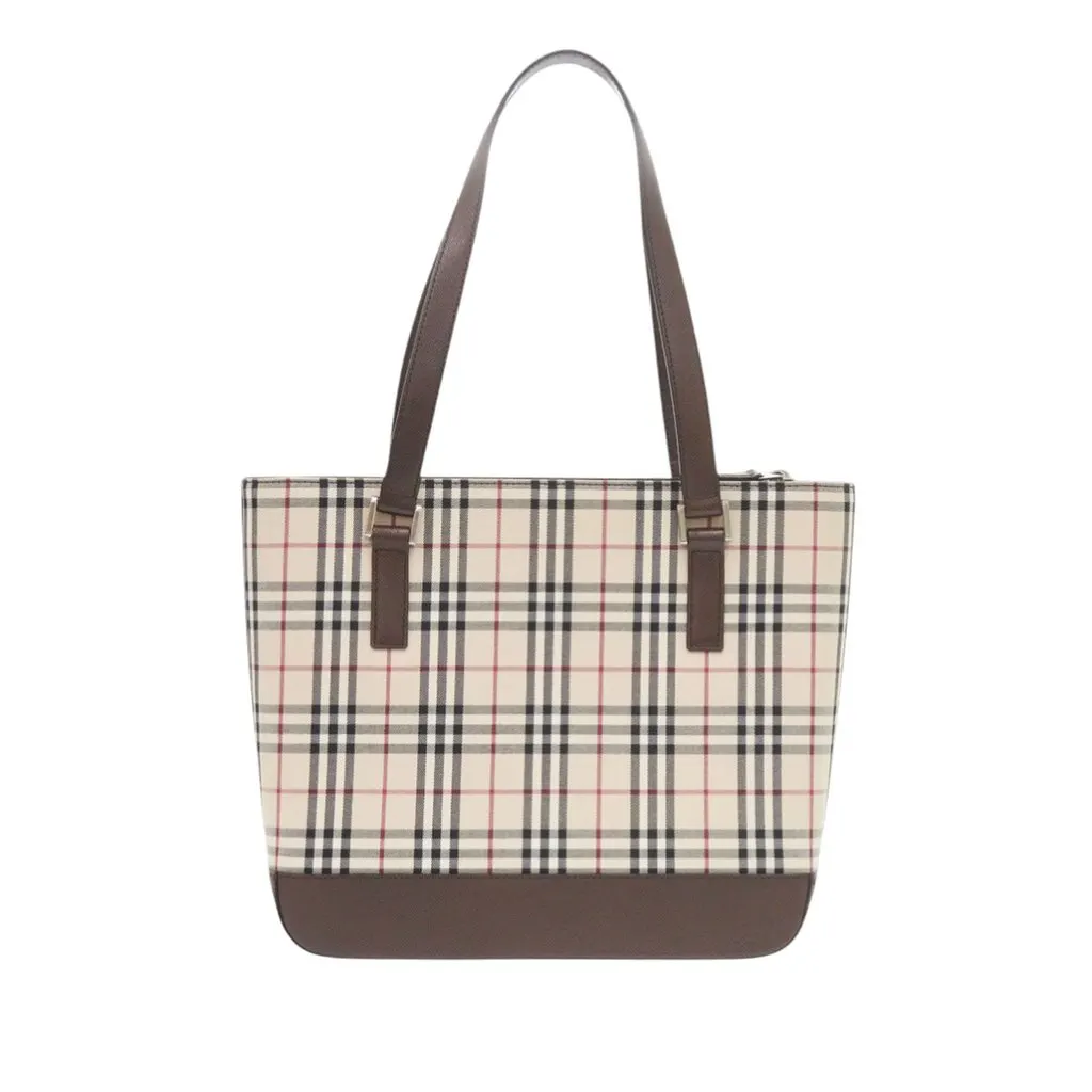 Burberry House Check Canvas Tote Beige Canvas Good - Front View