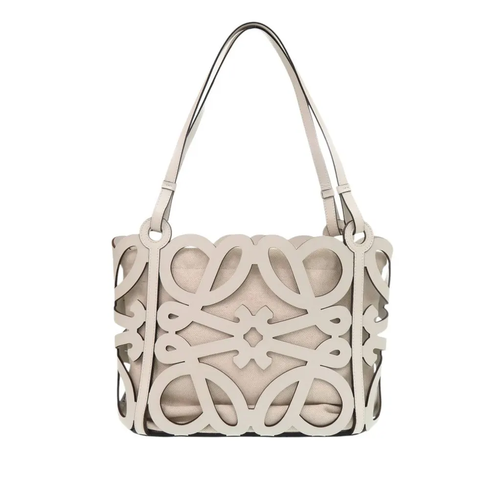 Loewe Small Anagram Leather CutOut Tote White Leather Very good - Front View