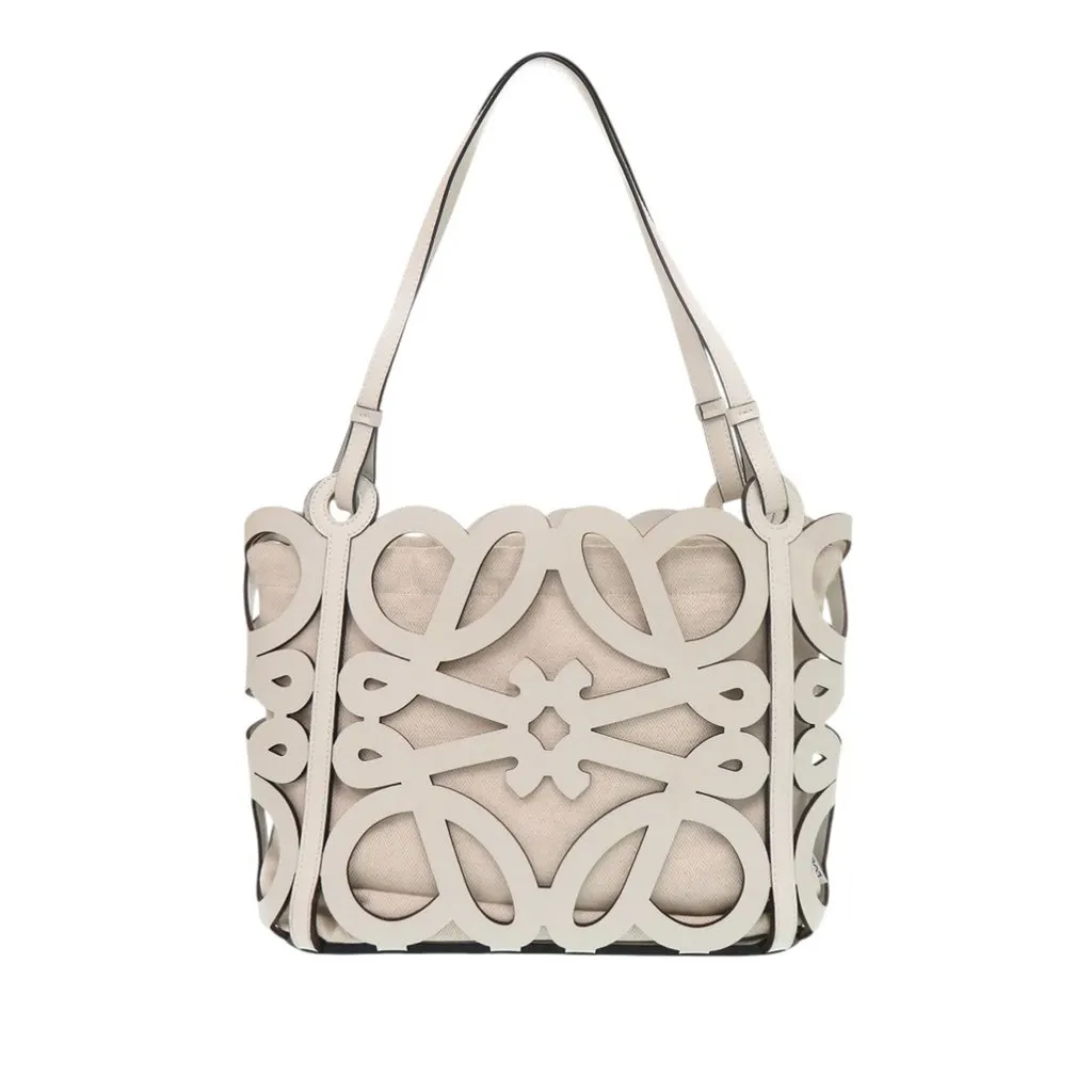Loewe Small Anagram Leather CutOut Tote White Leather Very good - Back View