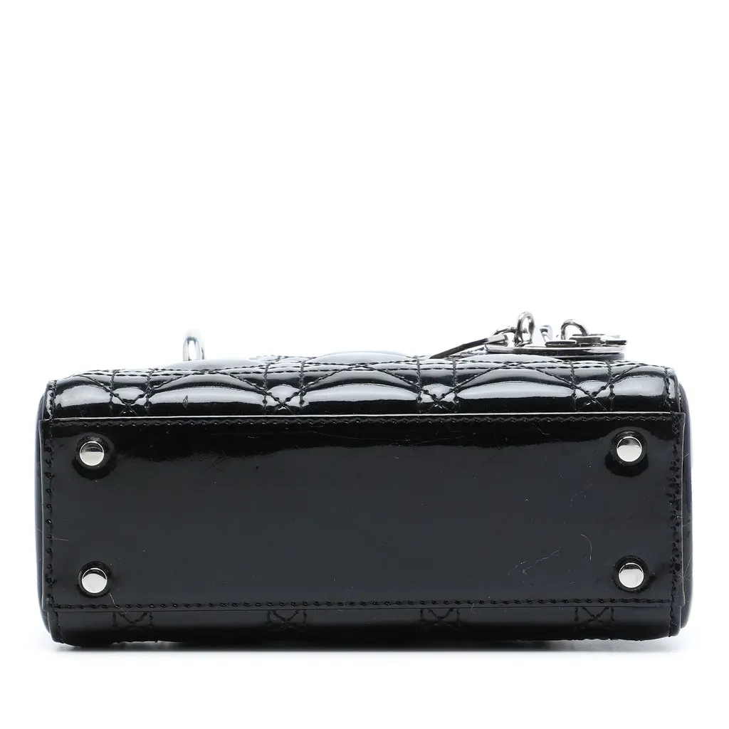 Dior Mini Patent Cannage Lady Dior Black Leather Very good - Inside View