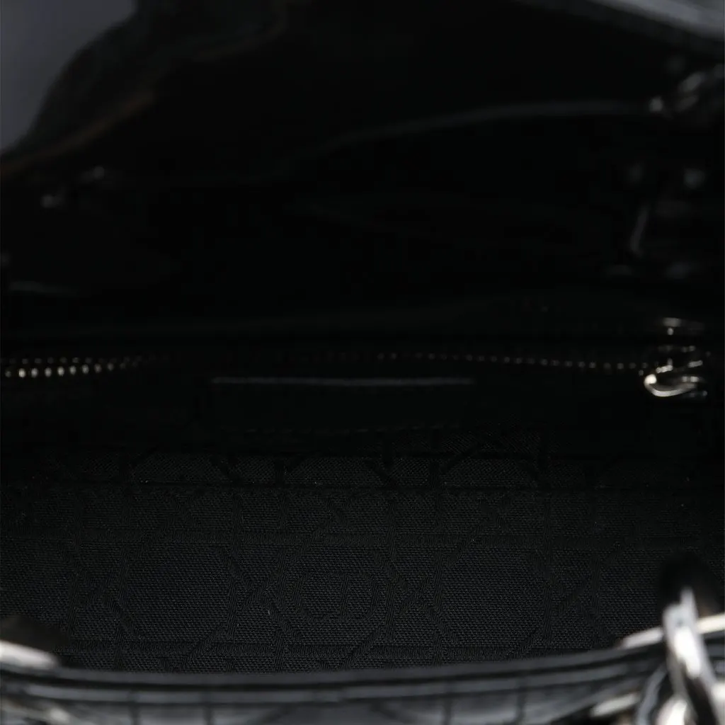 Dior Mini Patent Cannage Lady Dior Black Leather Very good - Model View