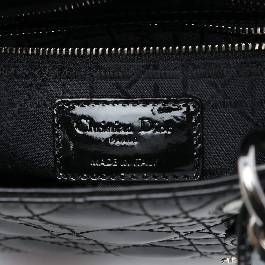 Dior Mini Patent Cannage Lady Dior Black Leather Very good - Box View