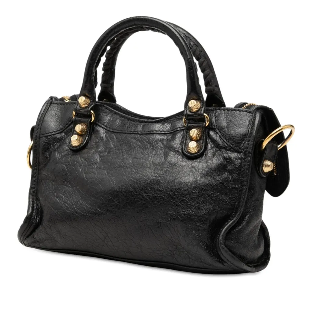 Balenciaga Mini Lambskin Motocross Giant 21 City Satchel Black Leather Very good - Back View