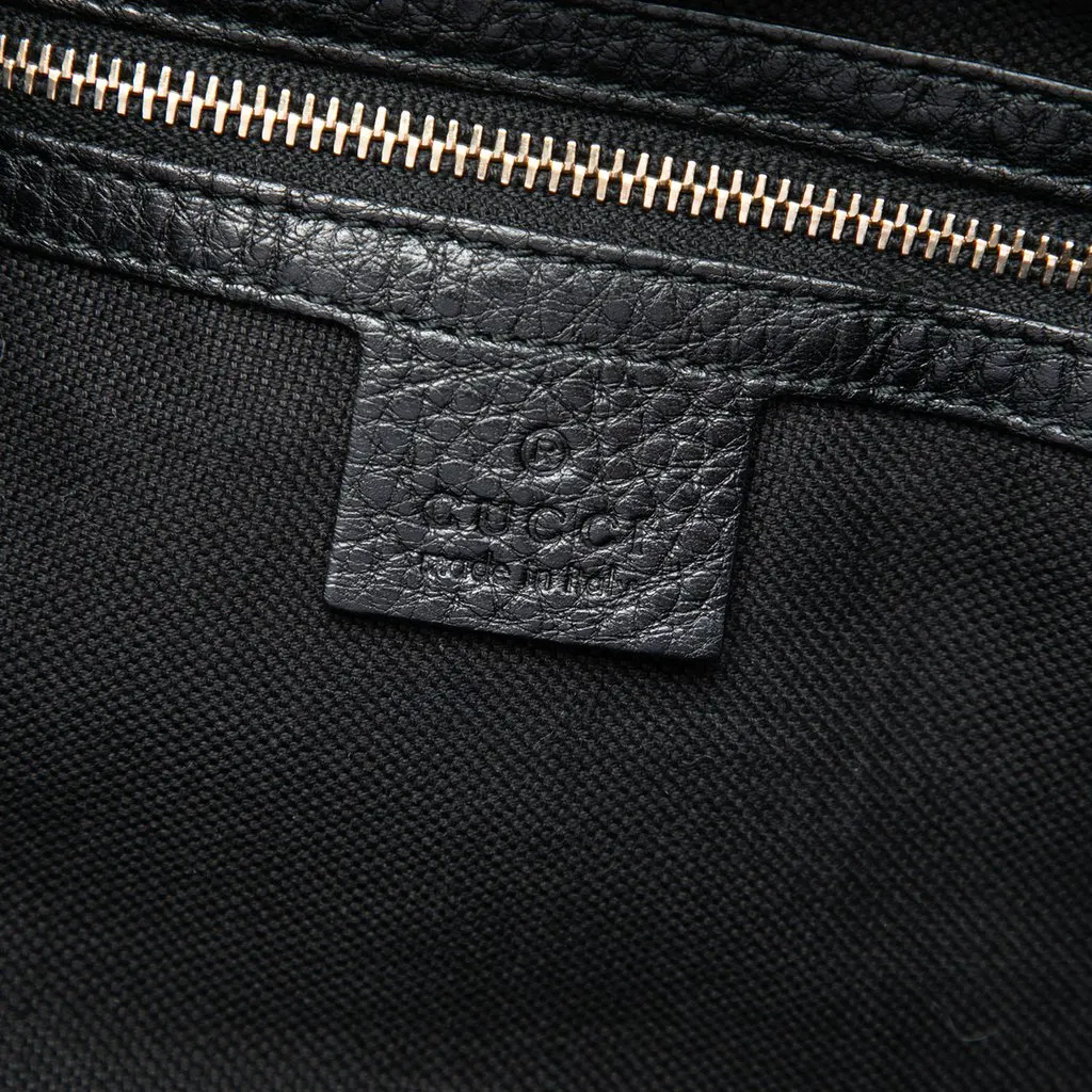 Gucci Tall Pebbled Calfskin Bamboo Shopper Tote Black Leather Very good - Box View