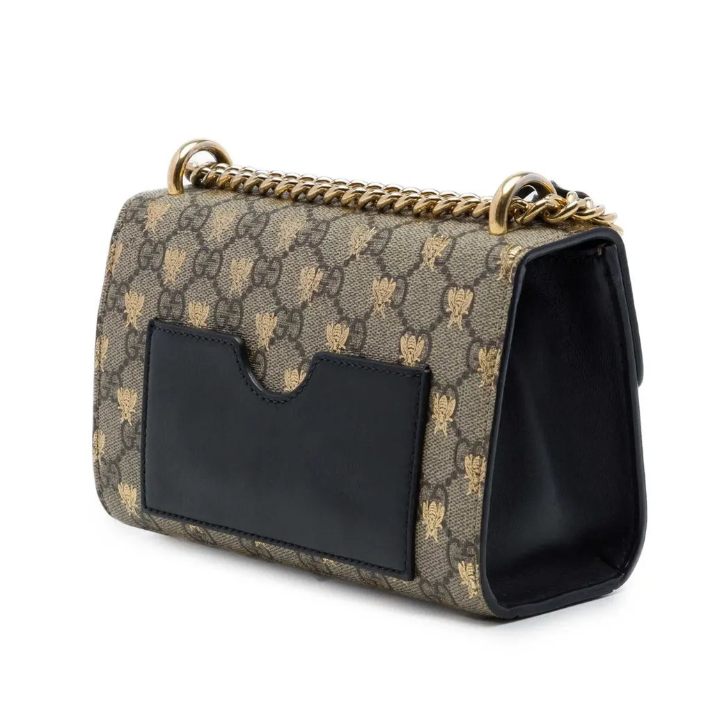 Gucci Small GG Supreme Bee Padlock Crossbody Beige Canvas Very good - Back View