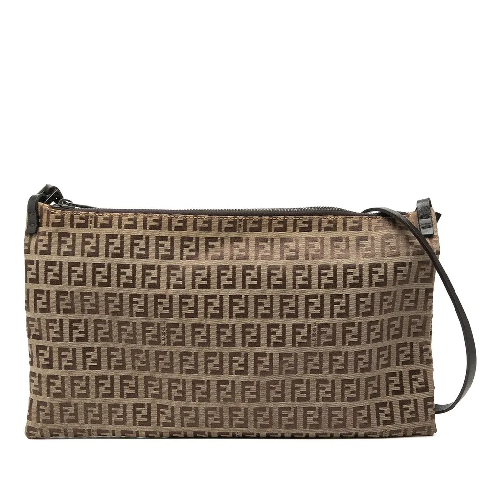 Fendi Zucchino Canvas Crossbody Beige Very good - Front View
