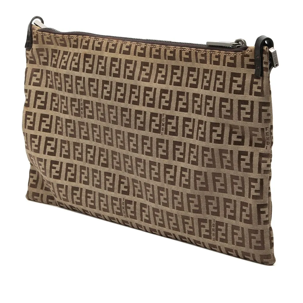 Fendi Zucchino Canvas Crossbody Beige Very good - Back View