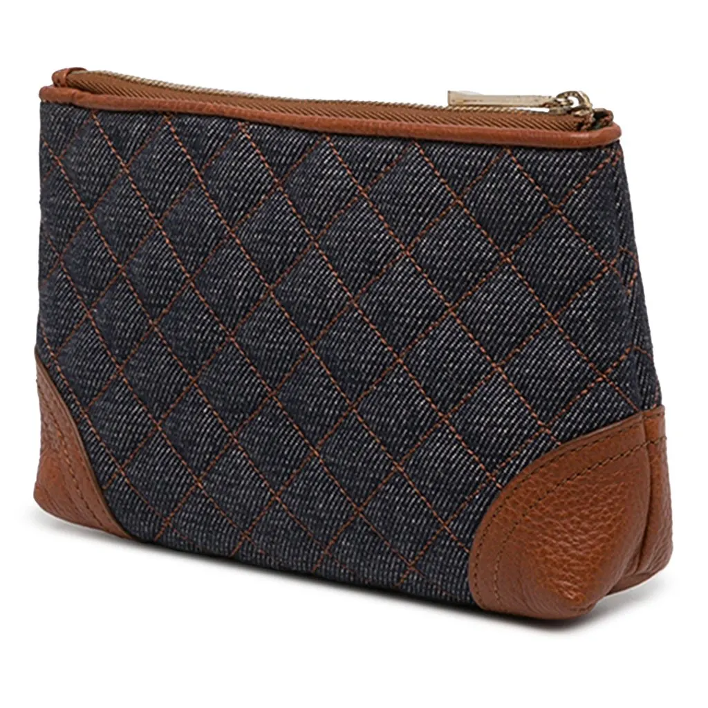 Burberry Quilted Denim Cosmetic Pouch Blue Denim Very good - Back View