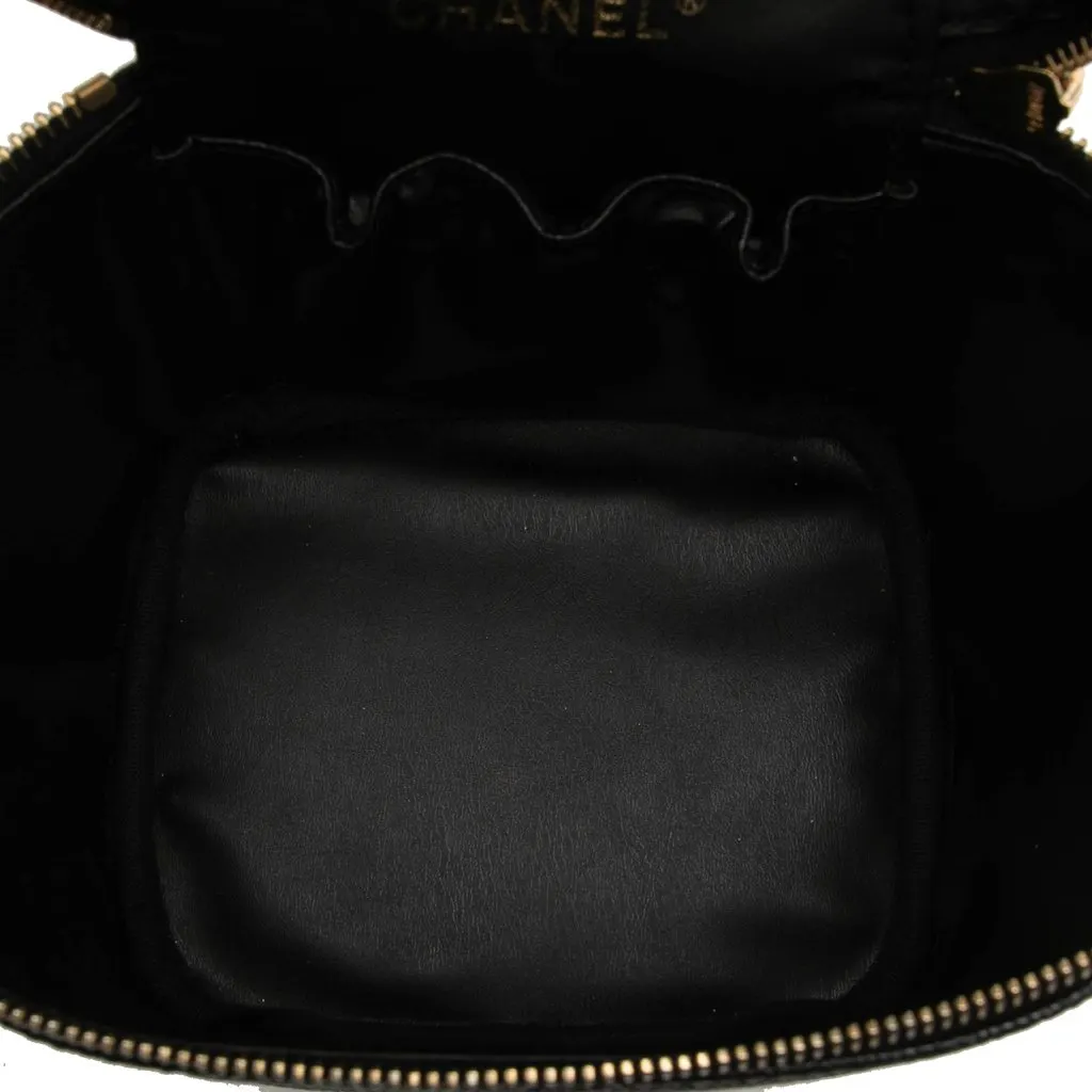 Chanel CC Caviar Vanity Case Black Leather Good - Model View