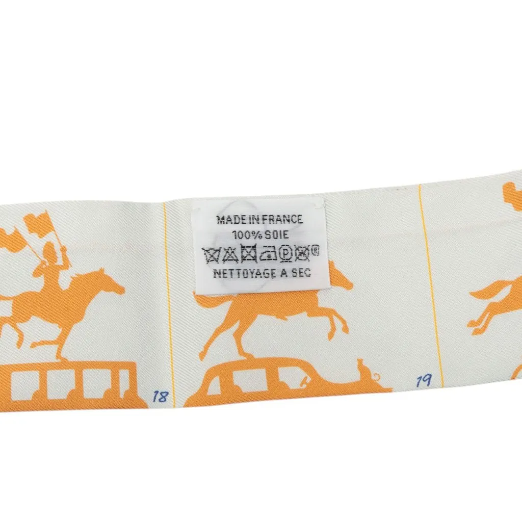 Hermès Parade Silk Twilly Scarf White Silk Never worn - Inside View