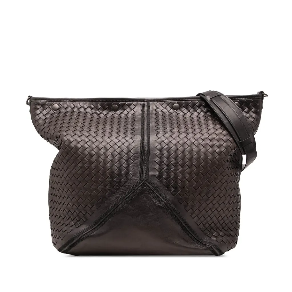 Bottega Veneta Nappa Intrecciato Travel Bag Brown Leather Very good - Front View