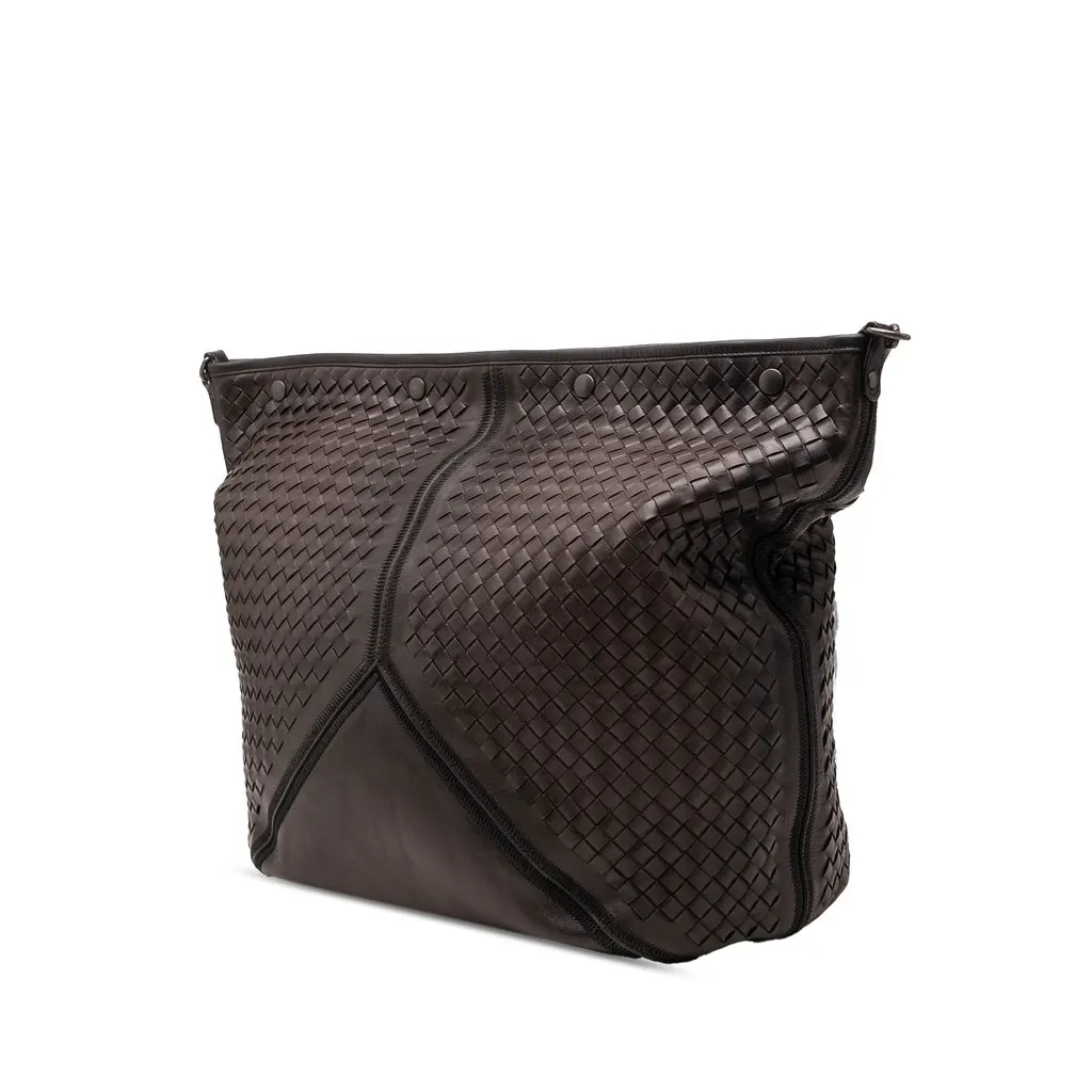 Bottega Veneta Nappa Intrecciato Travel Bag Brown Leather Very good - Back View