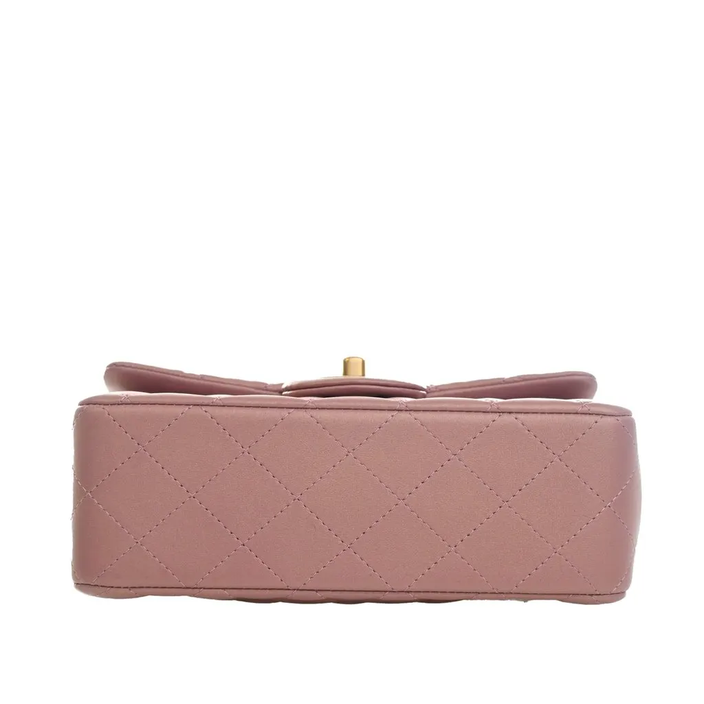 Chanel Mini Rectangular Classic Lambskin Top Handle Flap Pink Leather Very good - Inside View