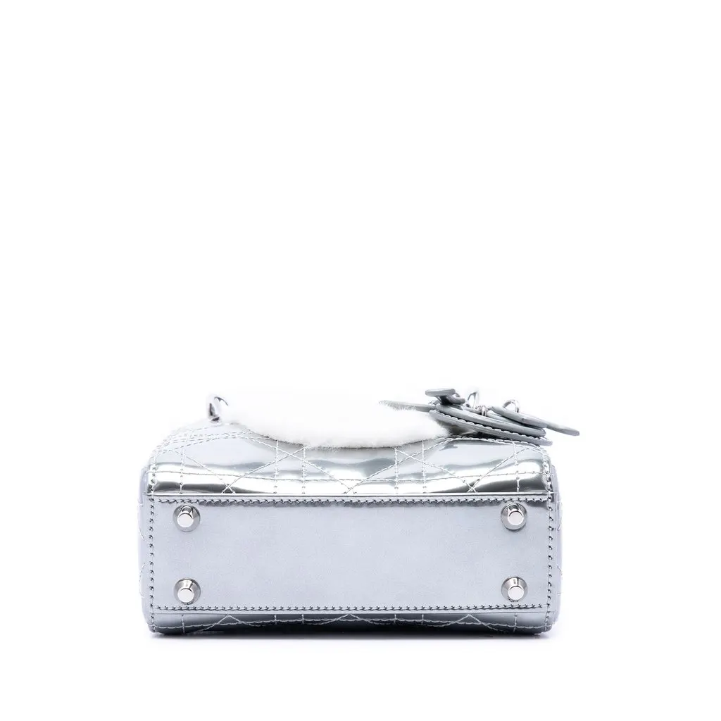 Dior Micro Metallic Patent Cannage Bear Lady Dior Silver Leather Very good - Inside View