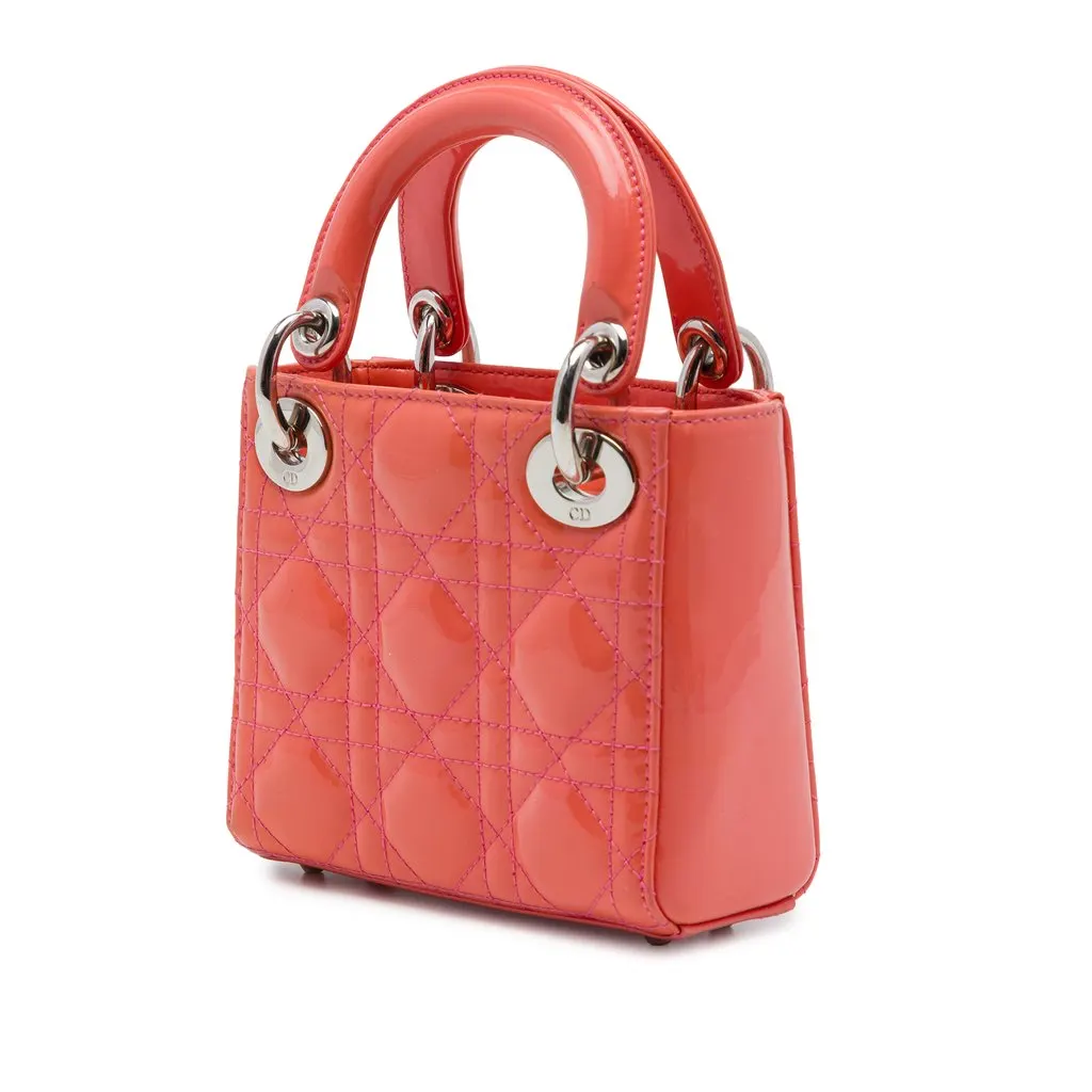 Dior Micro Patent Cannage Lady Dior Orange Leather Very good - Back View