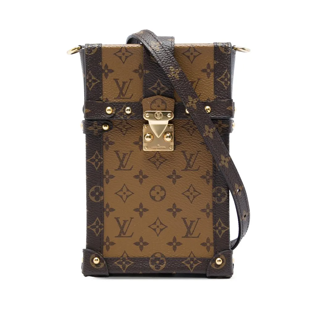 Louis Vuitton Monogram Reverse Pochette Trunk Verticale Brown Canvas Good - Front View