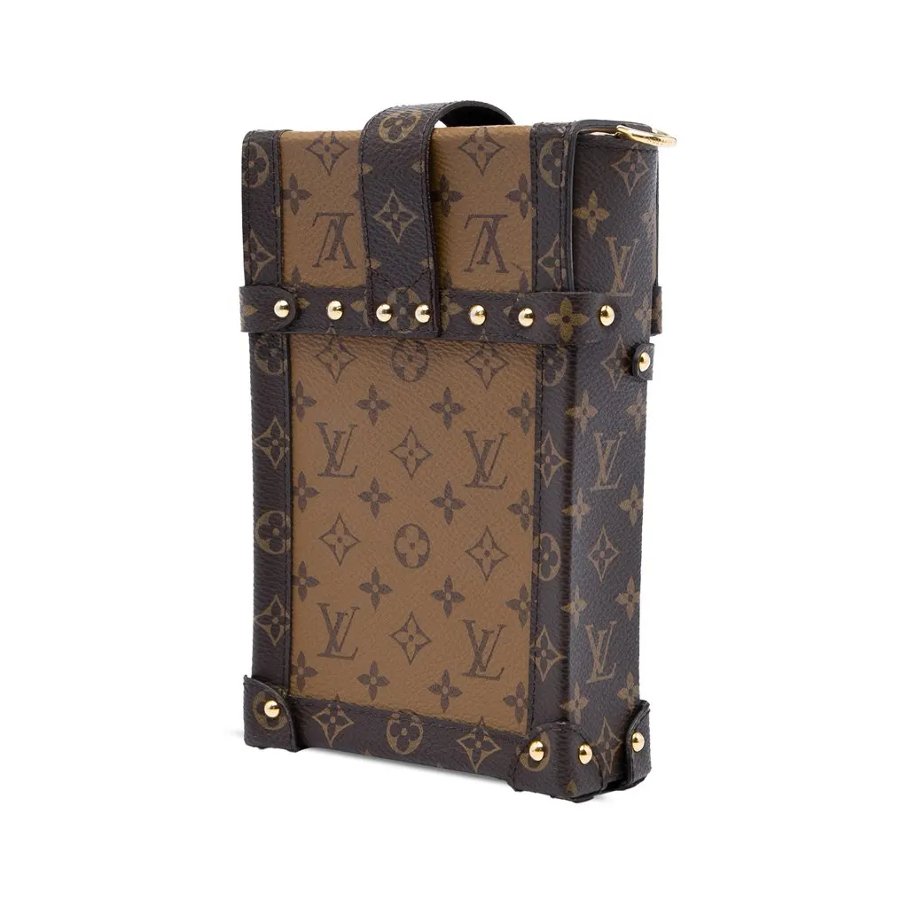 Louis Vuitton Monogram Reverse Pochette Trunk Verticale Brown Canvas Good - Back View