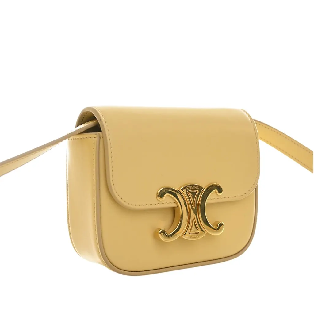 Celine Mini Shiny Calfskin Triomphe Crossbody Yellow Leather Very good - Inside View