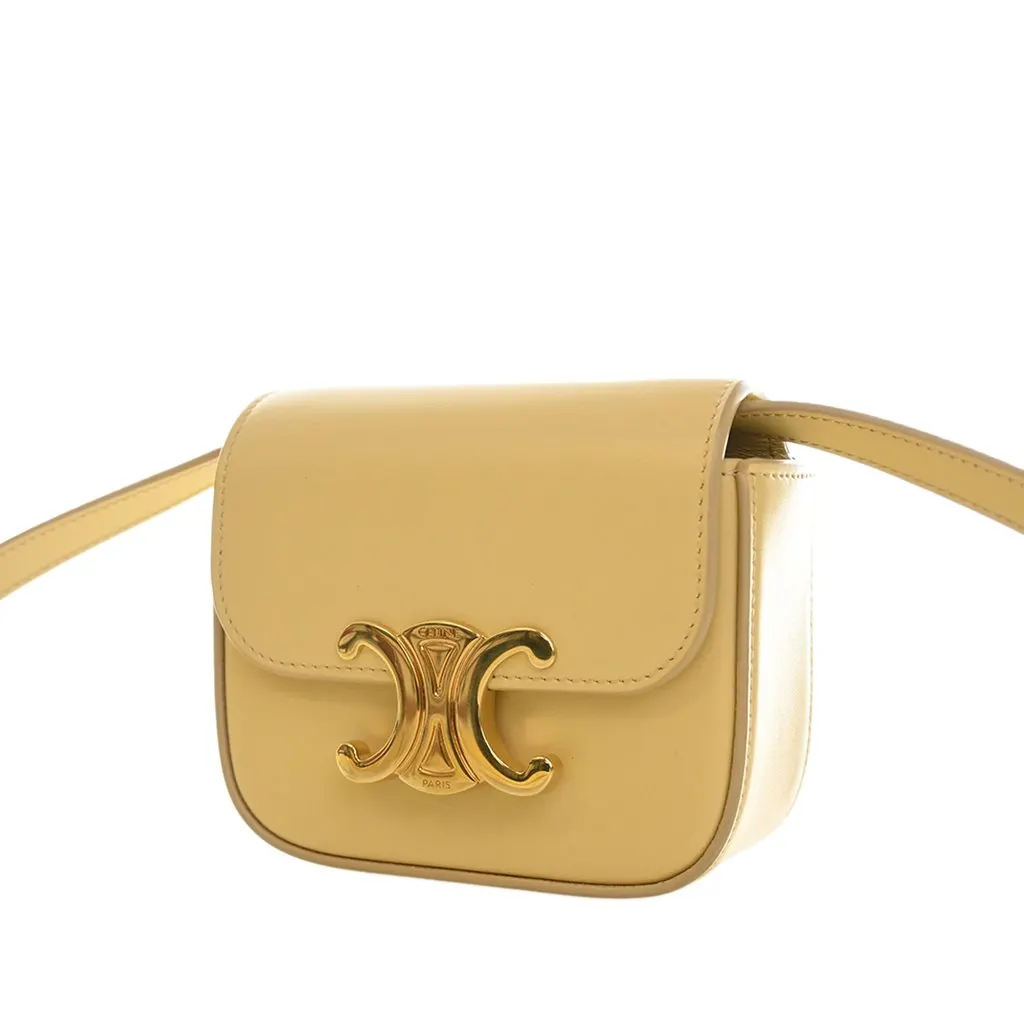 Celine Mini Shiny Calfskin Triomphe Crossbody Yellow Leather Very good - Model View