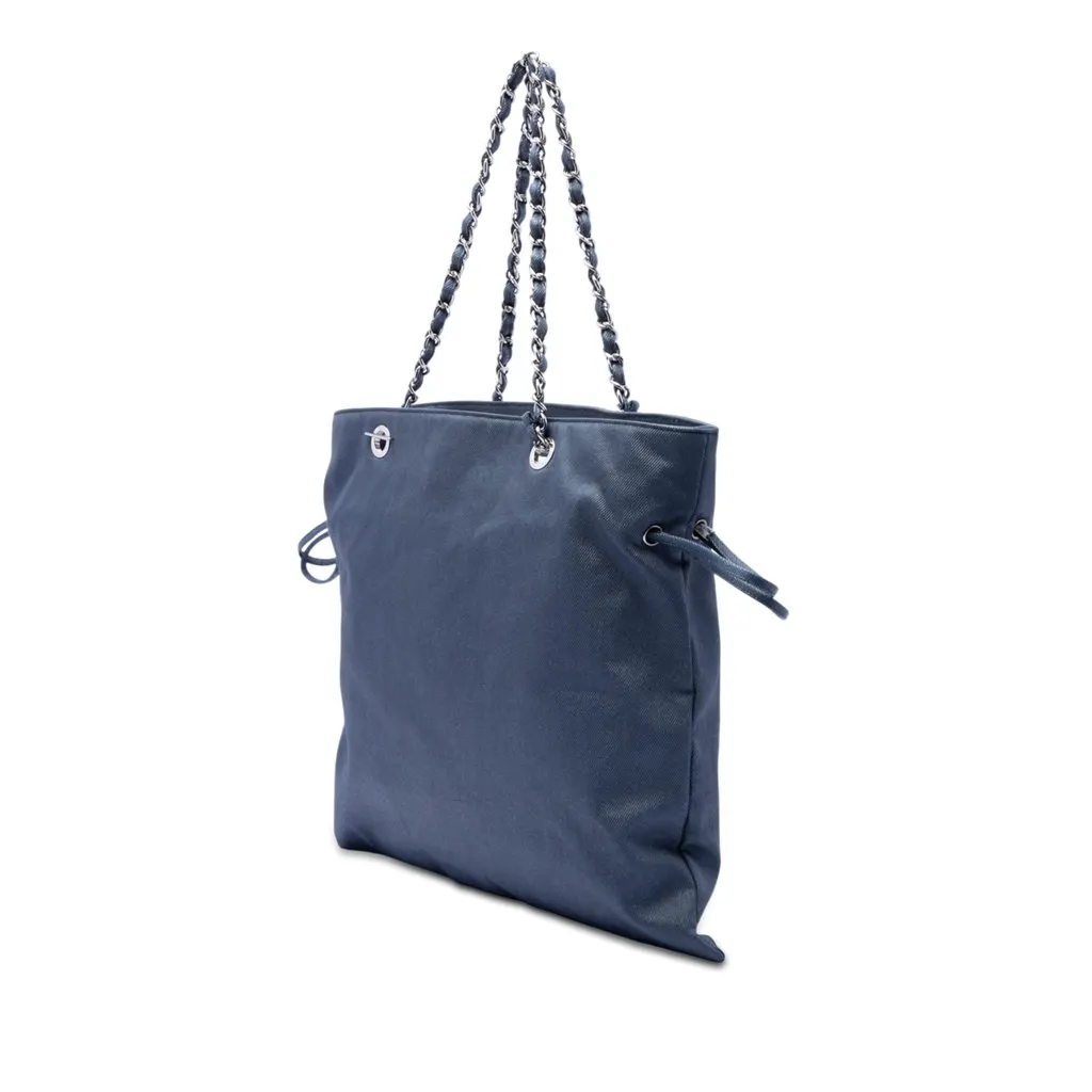 Chanel Large Denim CC Disc Bon Bon Tote Blue Very good - Back View