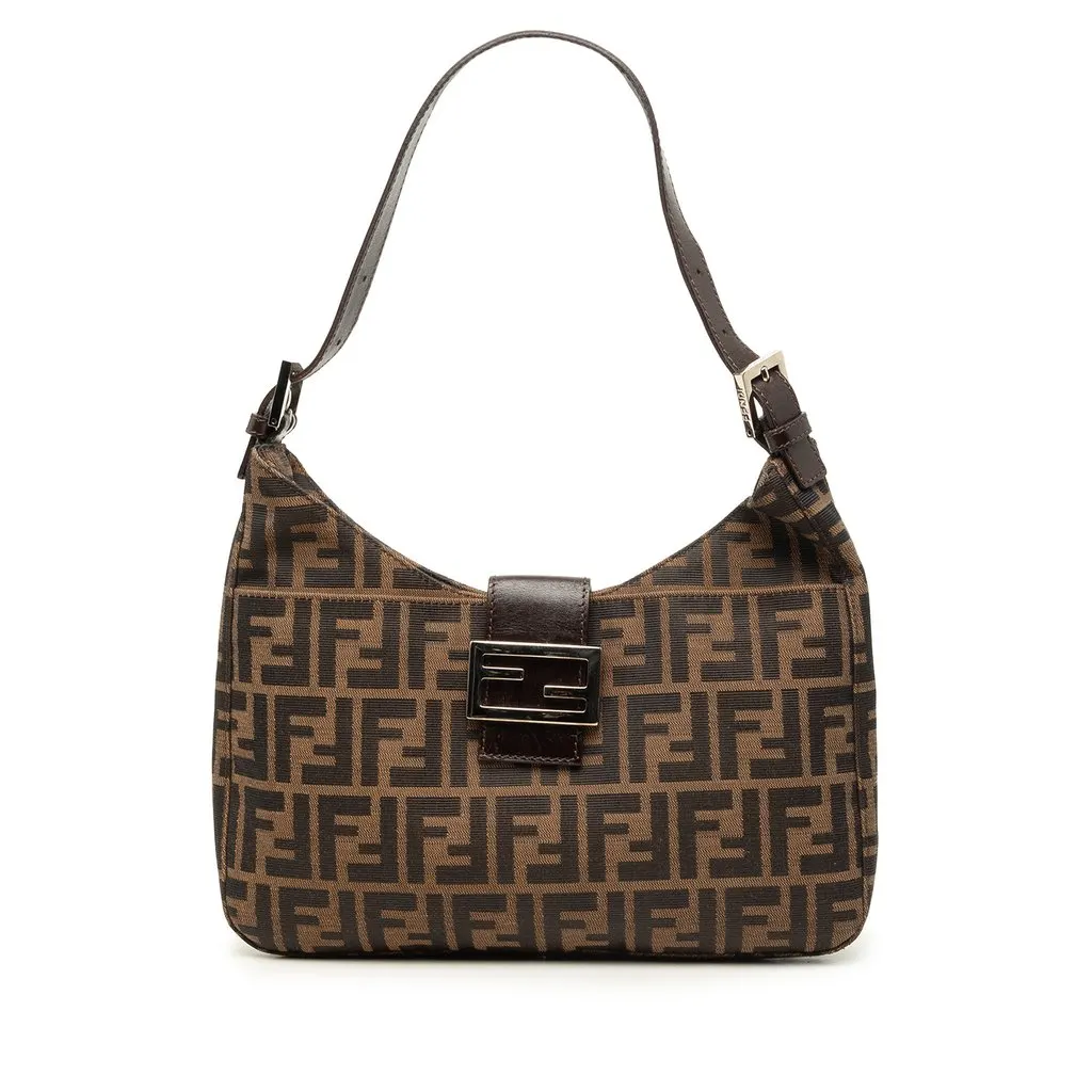 Fendi Zucca Canvas Shoulder Bag Brown Canvas Very good - Front View