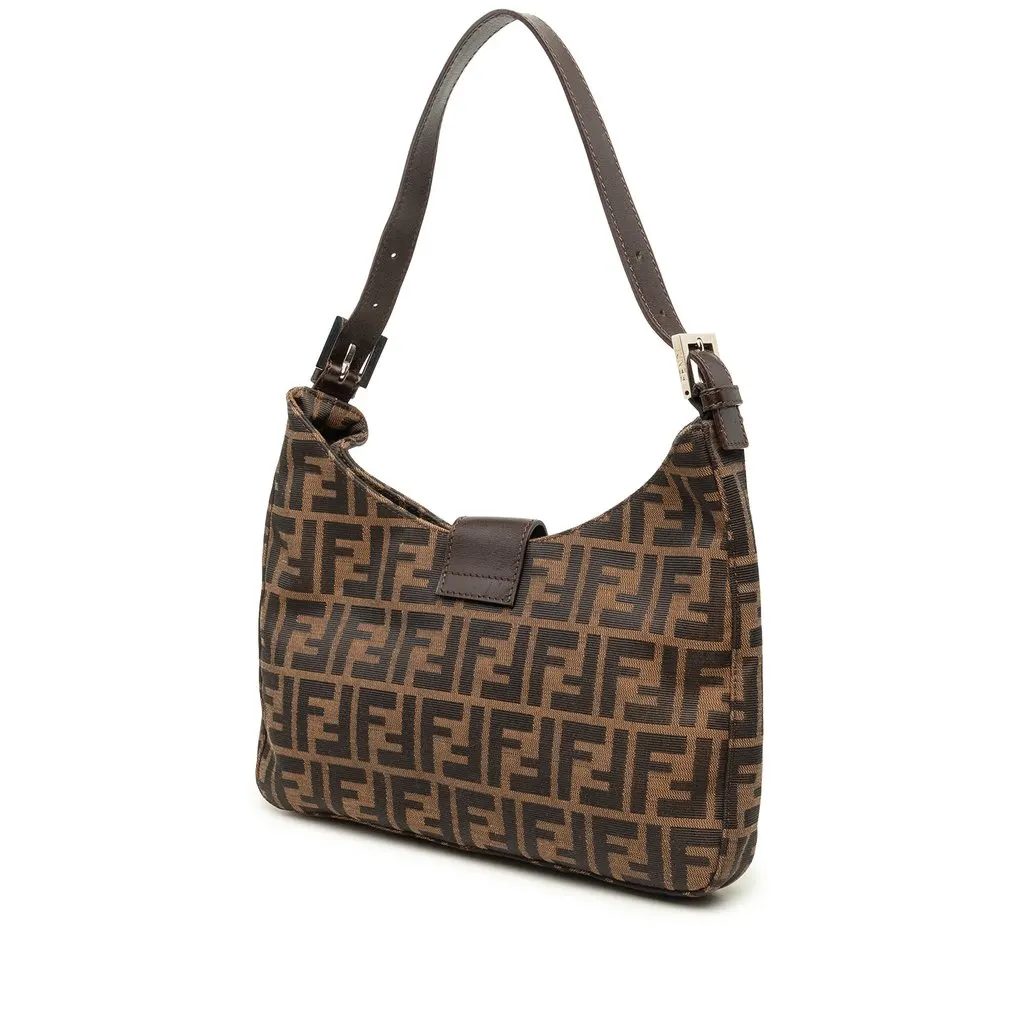 Fendi Zucca Canvas Shoulder Bag Brown Canvas Very good - Back View