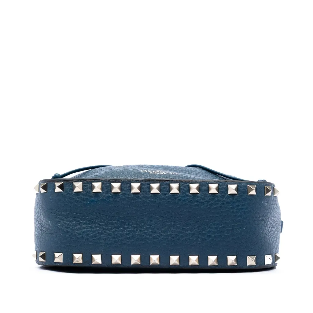 Valentino Small Grained Calfskin Rockstud Bucket Bag Blue Leather Very good - Inside View