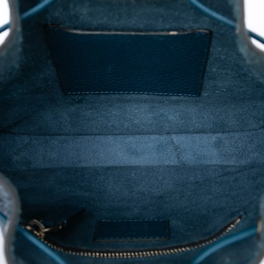 Valentino Small Grained Calfskin Rockstud Bucket Bag Blue Leather Very good - Model View