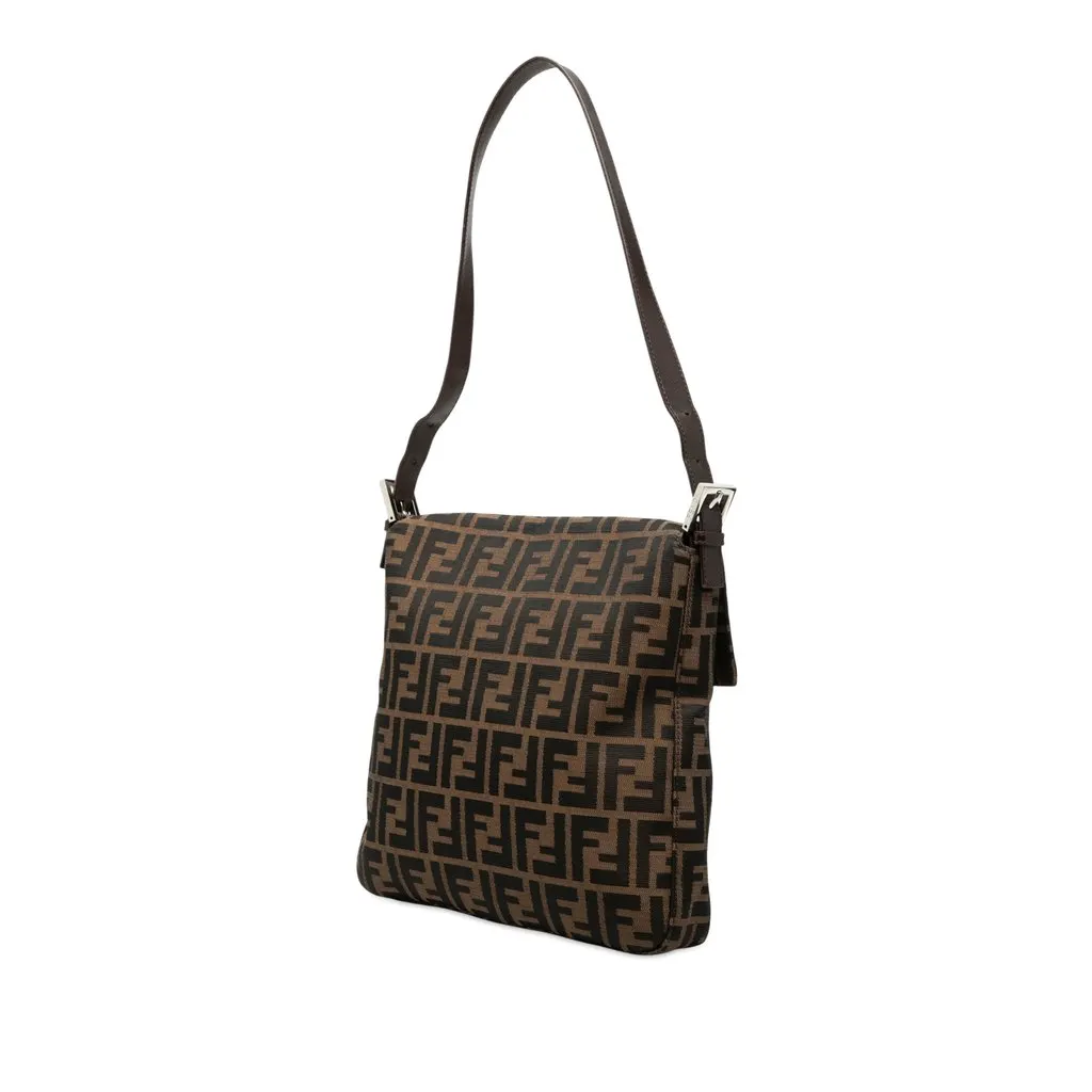 Fendi Zucca Canvas Shoulder Bag Brown Very good - Back View