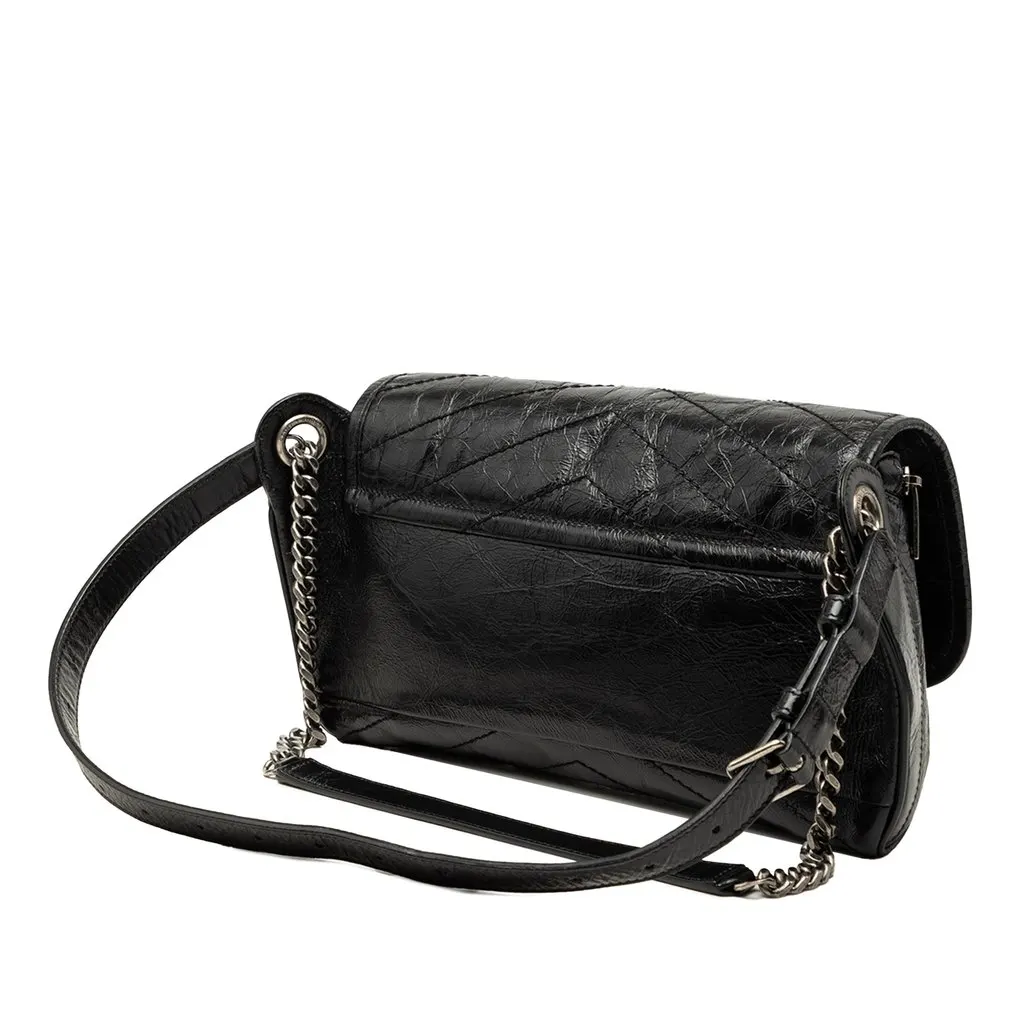 Saint Laurent Crinkled Calfskin Monogram Niki Belt Bag Black Leather Very good - Back View