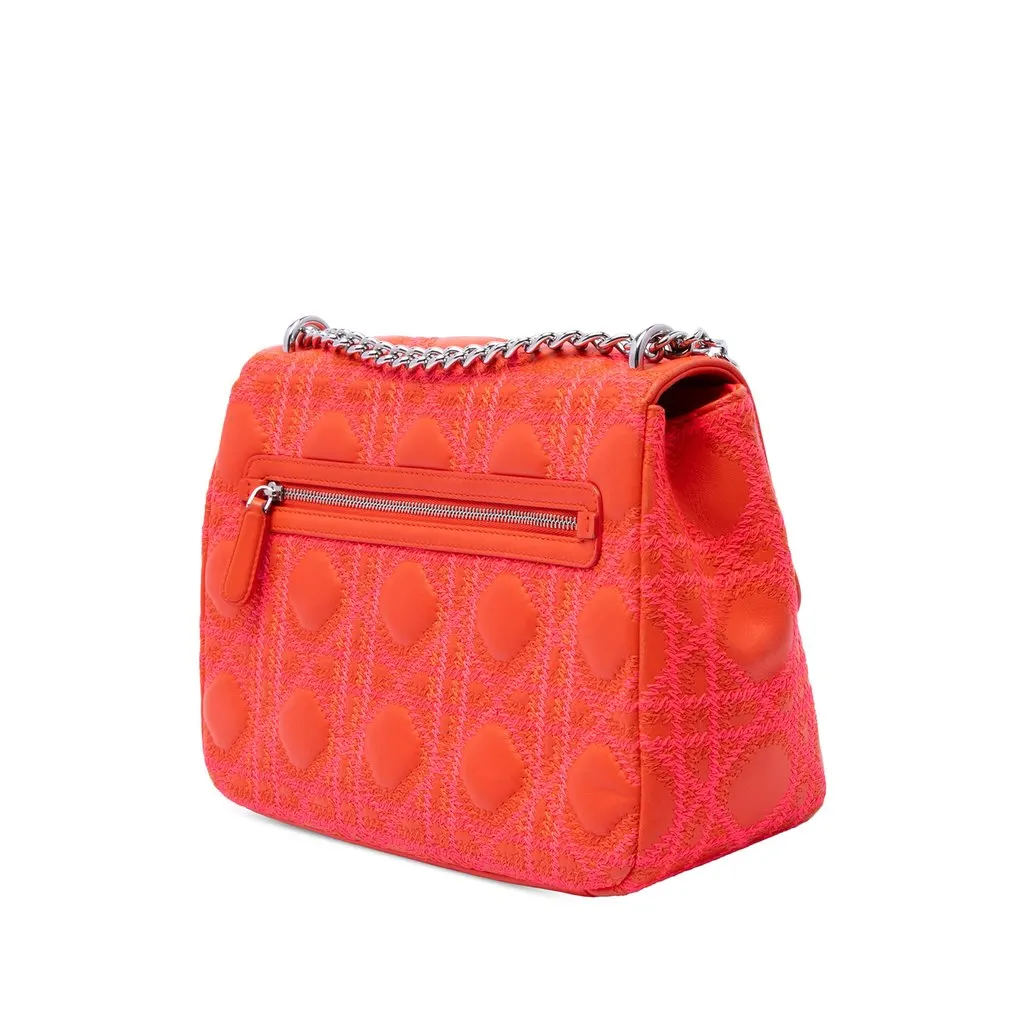 Dior Medium Embroidered Lambskin Cannage Miss Dior Flap Orange Leather Very good - Back View