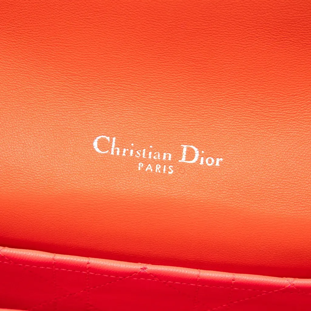 Dior Medium Embroidered Lambskin Cannage Miss Dior Flap Orange Leather Very good - Box View