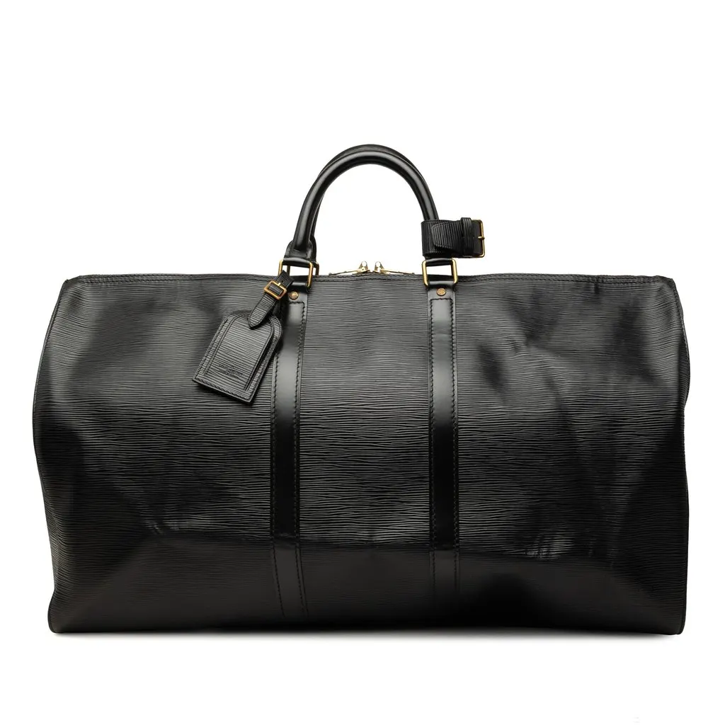 Louis Vuitton Epi Keepall 60 Black Leather Very good - Front View