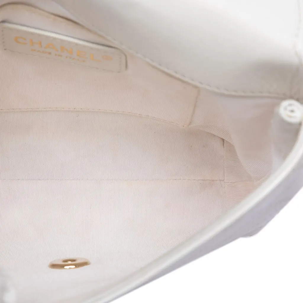 Chanel Small Stitched Calfskin Covered CC Flap White Leather Very good - Model View