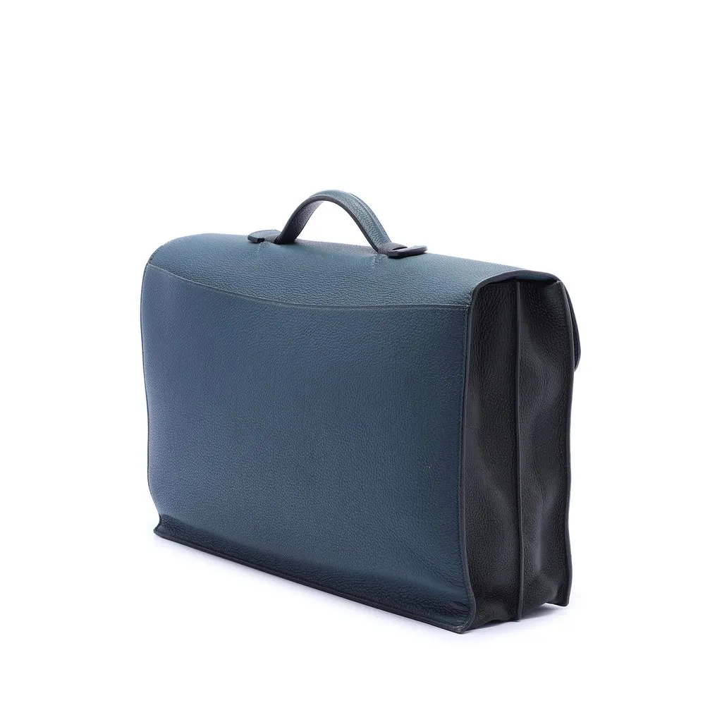 Hermès Togo Casaque Sac a Depeches 38 Blue Leather Very good - Back View