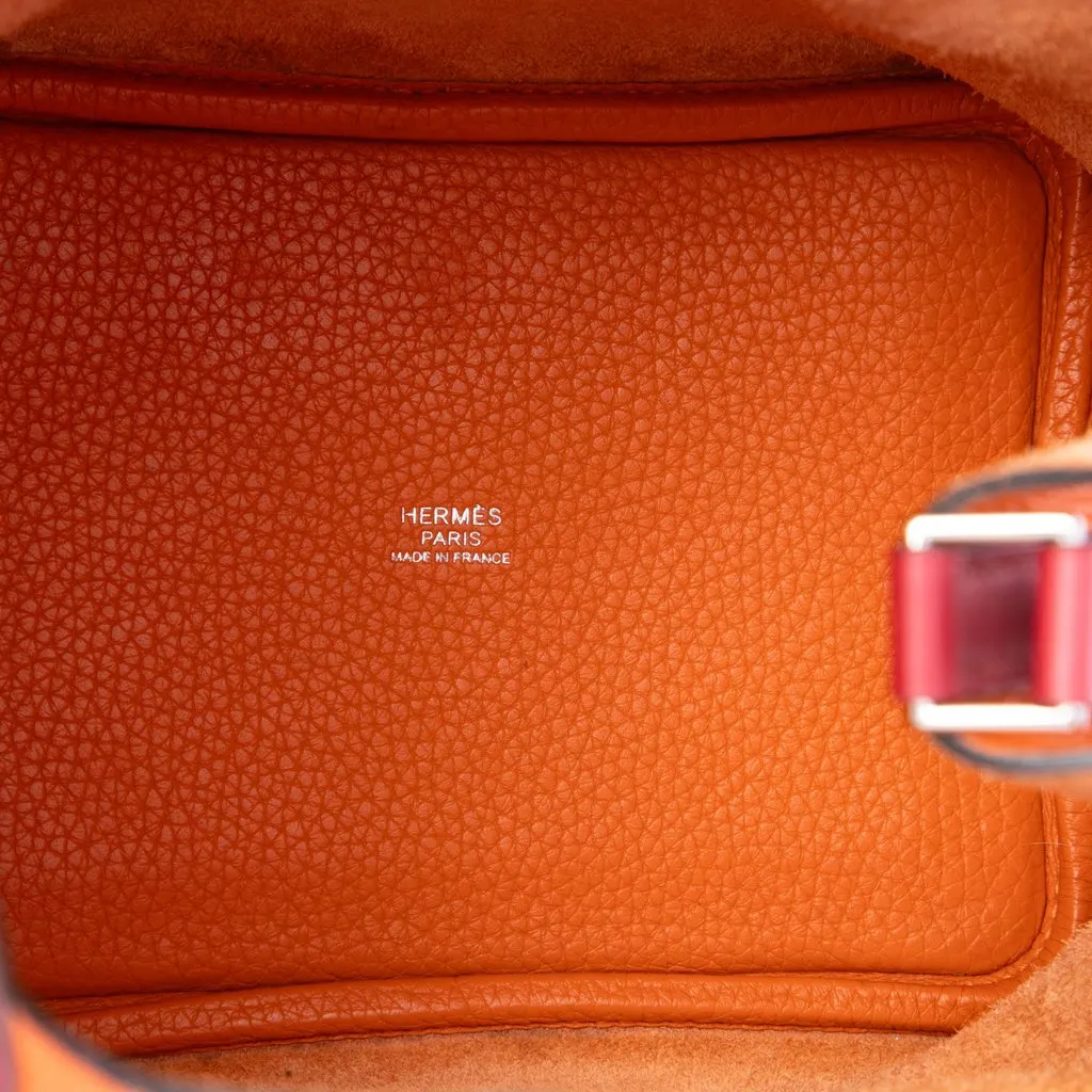 Hermès Bicolor Clemence and Swift Picotin Lock 18 Orange Leather Good - Model View