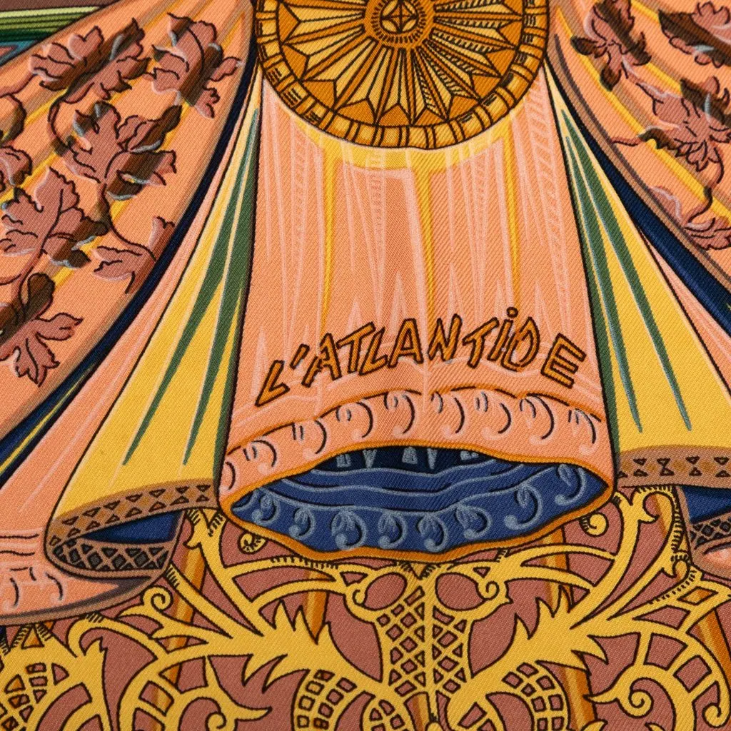 Hermès L Atlantide Silk Scarf 90 Brown Very good - Box View