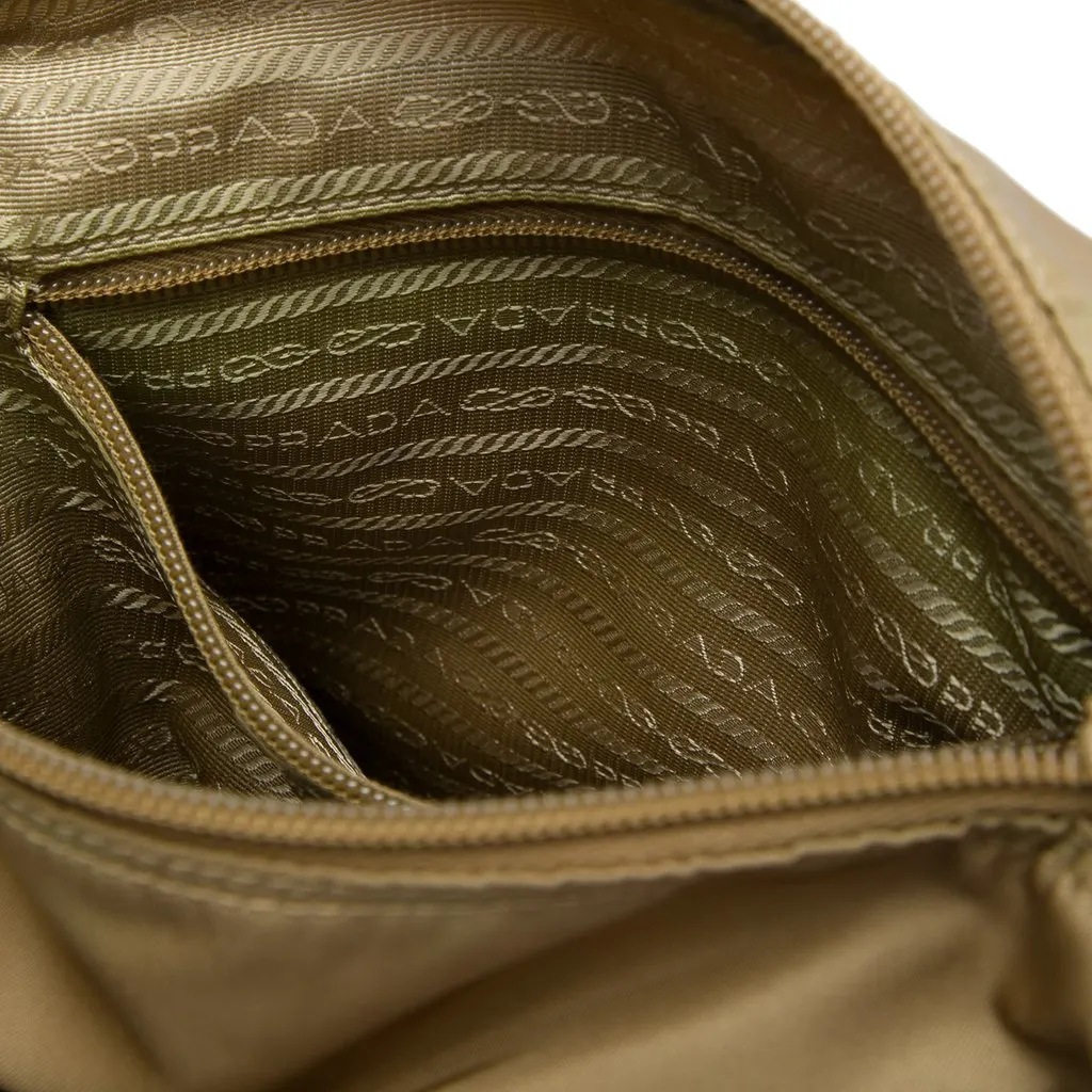 Prada Tessuto Double Buckle Messenger Bag Beige Very good - Box View