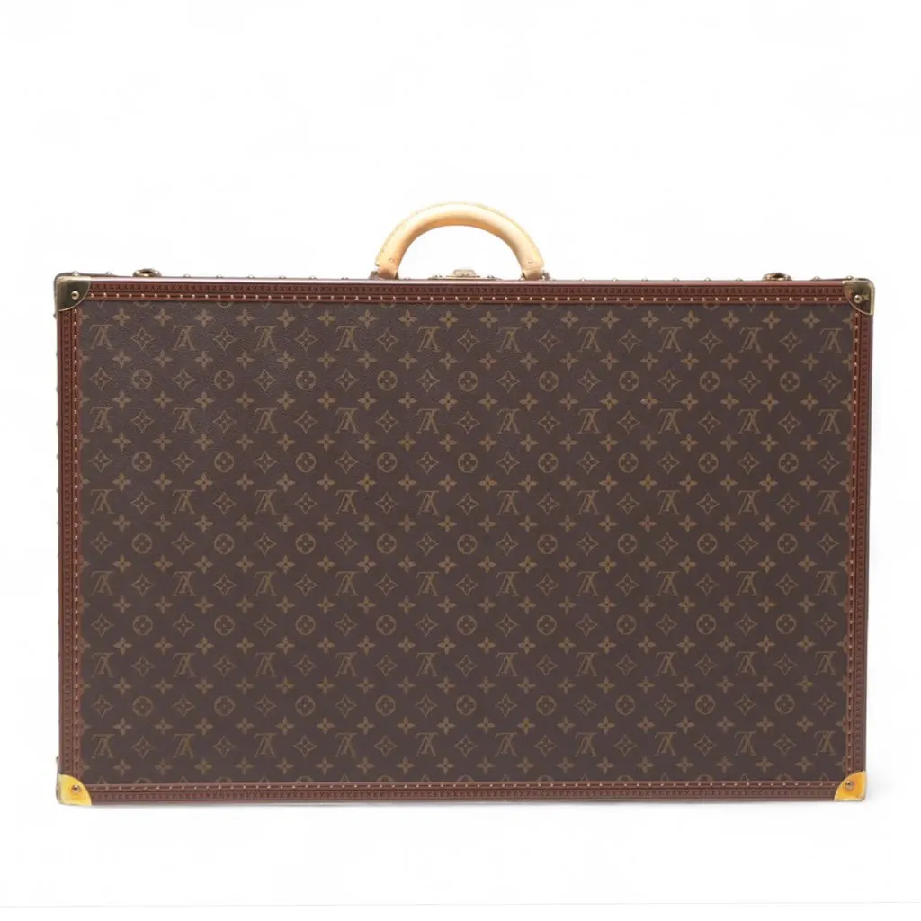 Louis Vuitton Monogram Alzer Trunk 80 Brown Canvas Good - Front View