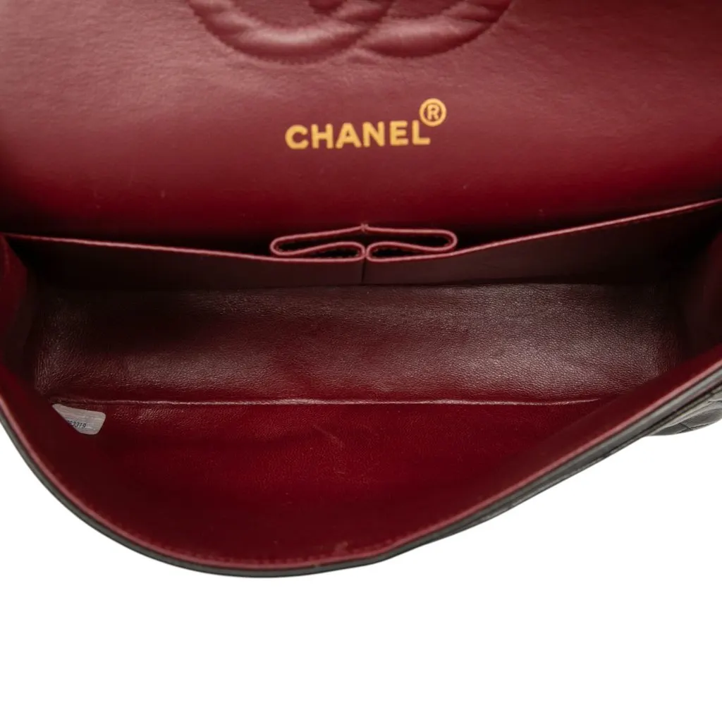 Chanel Medium Classic Lambskin Double Flap Black Leather Very good - Model View