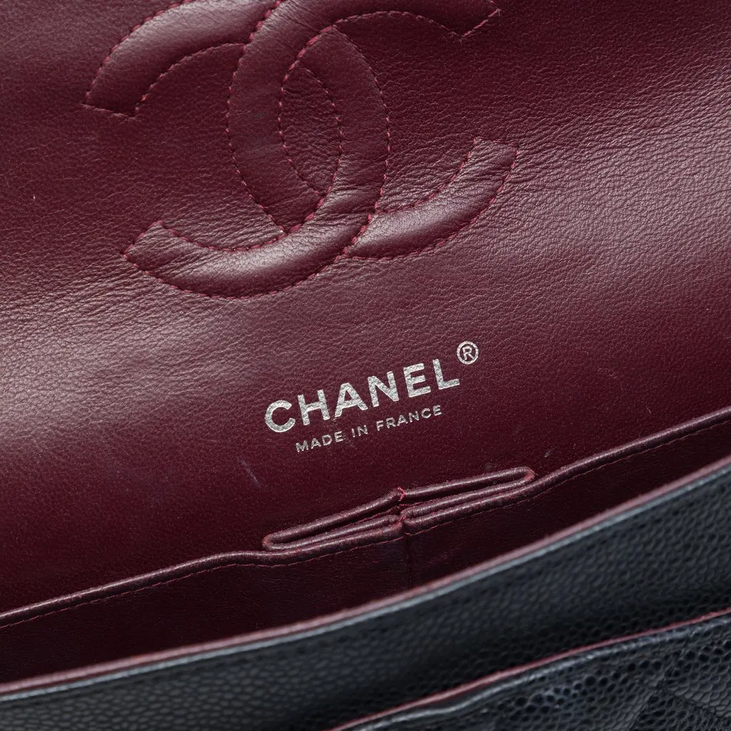 Chanel Medium Classic Caviar Double Flap Black Leather Very good - Box View